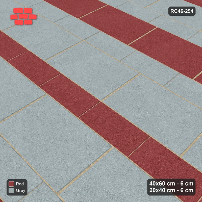 Interlock (Pasco) 40x60 cm · RC46-294 · Course Stripes 40+20 1+1, Accent Every 3rd Course - Brick & Ash · Side view Interlock (Pasco) 40x60 cm · RC46-294 · Course Stripes 40+20 1+1, Accent Every 3rd Course - Brick & Ash · Side view