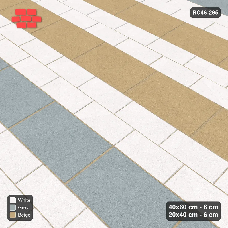 Interlock (Pasco) 40x60 cm · RC46-295 · Stripes 40+20 1+2, Big Plain, Accent Every 3rd Big + Kerb - Coastal · Side view Interlock (Pasco) 40x60 cm · RC46-295 · Stripes 40+20 1+2, Big Plain, Accent Every 3rd Big + Kerb - Coastal · Side view