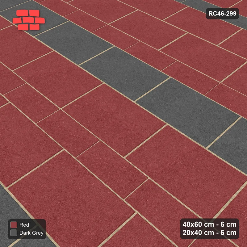 Interlock (Pasco) 40x60 cm · RC46-299 · Course Stripes 40+20 2+1, Accent Every 4th Course - Rust & Charcoal · Side view Interlock (Pasco) 40x60 cm · RC46-299 · Course Stripes 40+20 2+1, Accent Every 4th Course - Rust & Charcoal · Side view