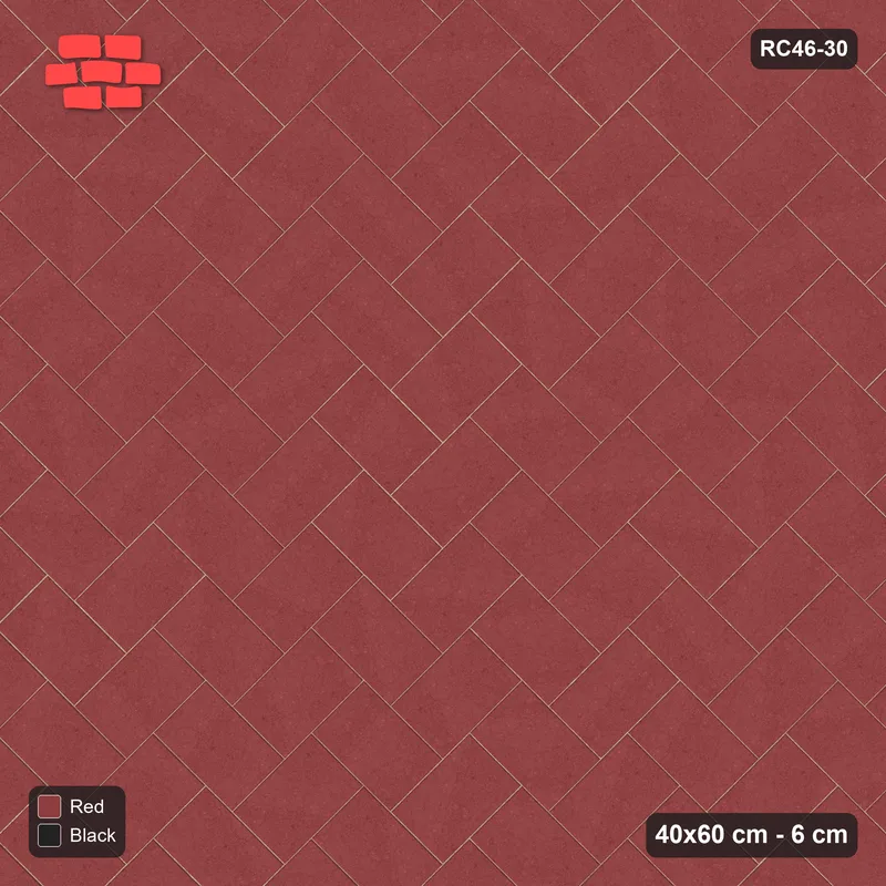Interlock (Pasco) 40x60 cm · RC46-30 · Herringbone 45 in Kerb 40H frame · Top view Interlock (Pasco) 40x60 cm · RC46-30 · Herringbone 45 in Kerb 40H frame · Top view