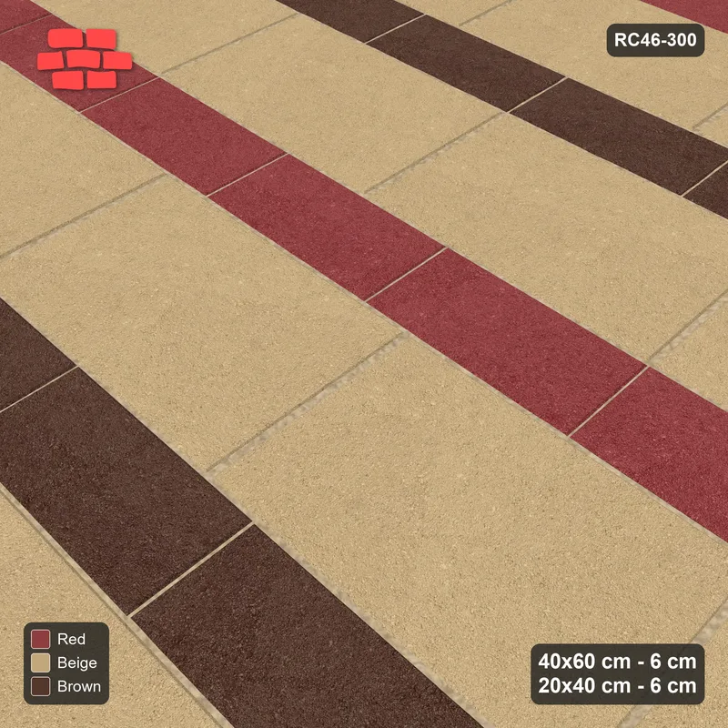 Interlock (Pasco) 40x60 cm · RC46-300 · Course Stripes 40+20 1+1, Big Plain, Small Two-Tone - Tuscany · Side view Interlock (Pasco) 40x60 cm · RC46-300 · Course Stripes 40+20 1+1, Big Plain, Small Two-Tone - Tuscany · Side view