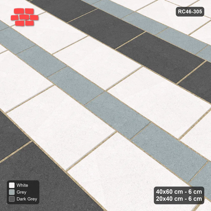 Interlock (Pasco) 40x60 cm · RC46-305 · Course Stripes 40+20 2+1, Big Plain, Accent Every 3rd Big - Monochrome · Side view Interlock (Pasco) 40x60 cm · RC46-305 · Course Stripes 40+20 2+1, Big Plain, Accent Every 3rd Big - Monochrome · Side view