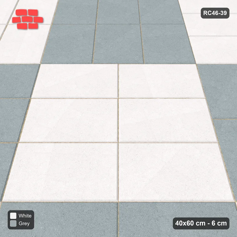 Interlock (Pasco) 40x60 cm · RC46-39 · Double diagonal parquet · Side view Interlock (Pasco) 40x60 cm · RC46-39 · Double diagonal parquet · Side view