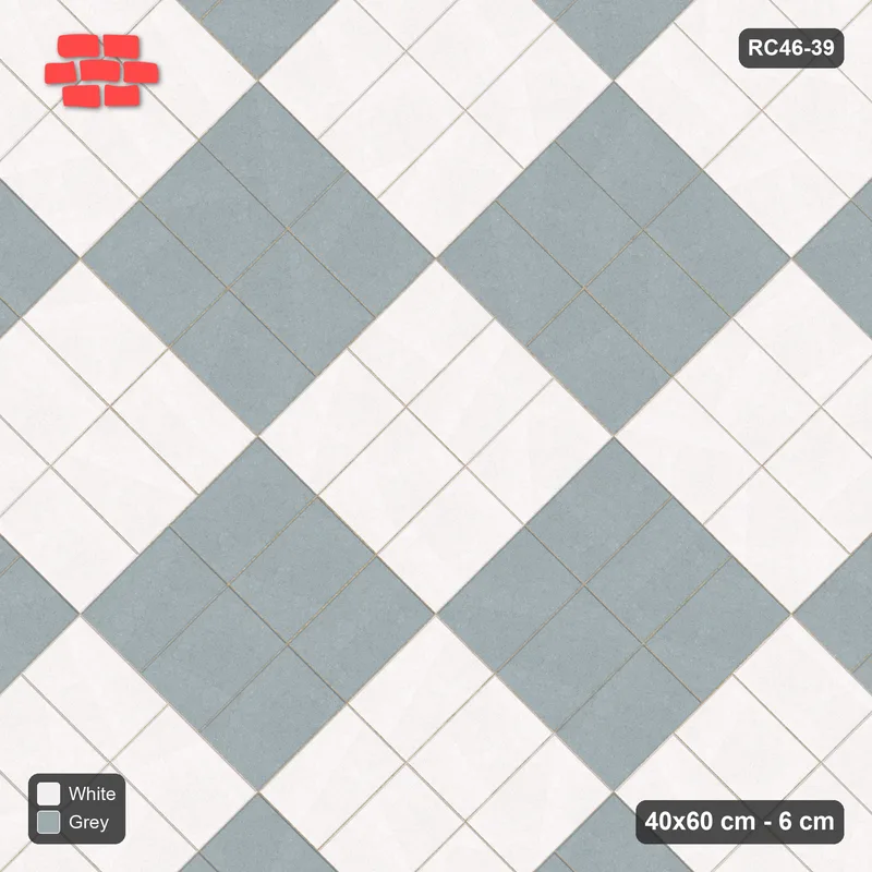 Interlock (Pasco) 40x60 cm · RC46-39 · Double diagonal parquet · Top view Interlock (Pasco) 40x60 cm · RC46-39 · Double diagonal parquet · Top view