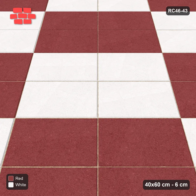 Interlock (Pasco) 40x60 cm · RC46-43 · Stack bond 45 degrees with checker cells · Side view Interlock (Pasco) 40x60 cm · RC46-43 · Stack bond 45 degrees with checker cells · Side view