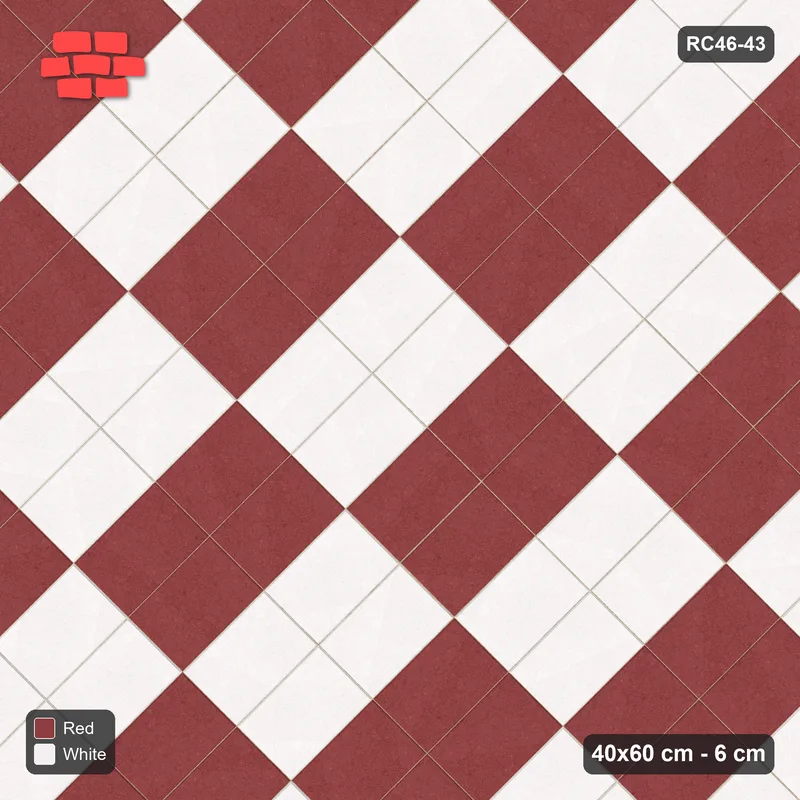Interlock (Pasco) 40x60 cm · RC46-43 · Stack bond 45 degrees with checker cells · Top view Interlock (Pasco) 40x60 cm · RC46-43 · Stack bond 45 degrees with checker cells · Top view