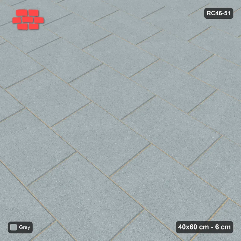 Interlock (Pasco) 40x60 cm · RC46-51 · Running Bond 1/2, Single Tone · Side view Interlock (Pasco) 40x60 cm · RC46-51 · Running Bond 1/2, Single Tone · Side view