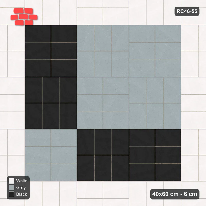 Interlock (Pasco) 40x60 cm · RC46-55 · Basketweave, Checker with Edge Course · Top view Interlock (Pasco) 40x60 cm · RC46-55 · Basketweave, Checker with Edge Course · Top view