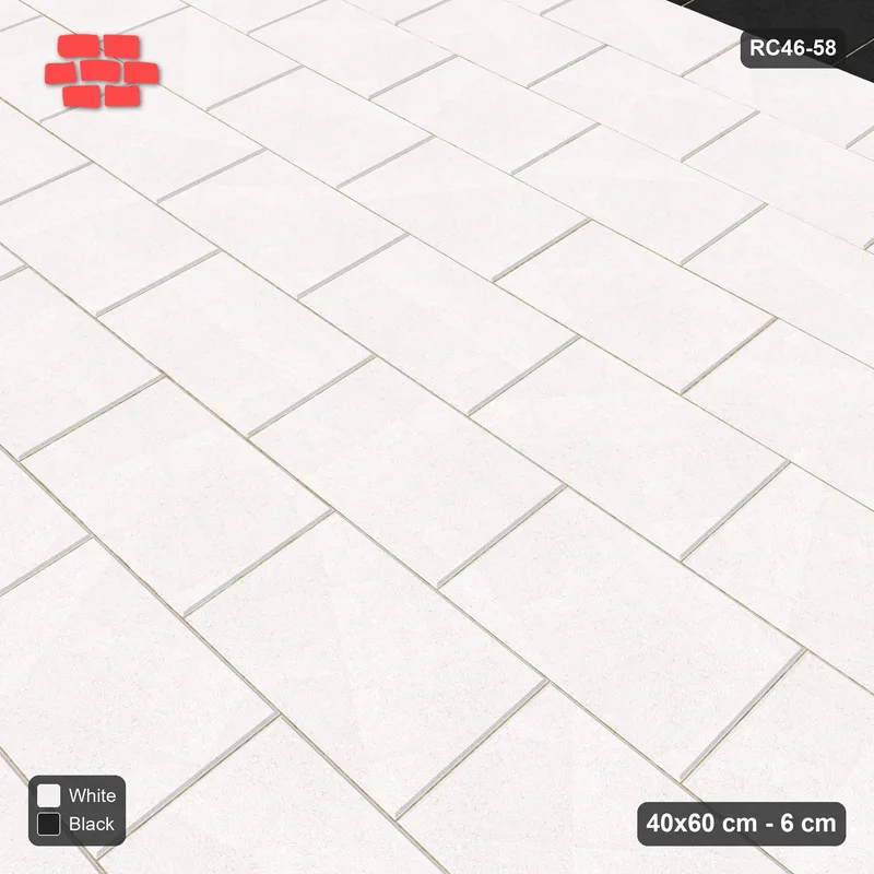 Interlock (Pasco) 40x60 cm · RC46-58 · Running Bond 1/2, Wide Accent Edge · Side view Interlock (Pasco) 40x60 cm · RC46-58 · Running Bond 1/2, Wide Accent Edge · Side view