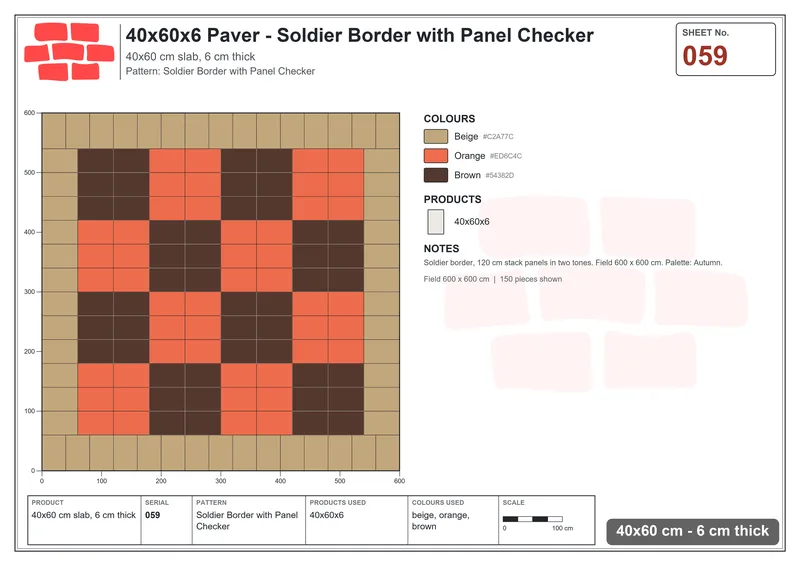 Interlock (Pasco) 40x60 cm · RC46-59 · Soldier Border with Panel Checker · Laying plan Interlock (Pasco) 40x60 cm · RC46-59 · Soldier Border with Panel Checker · Laying plan