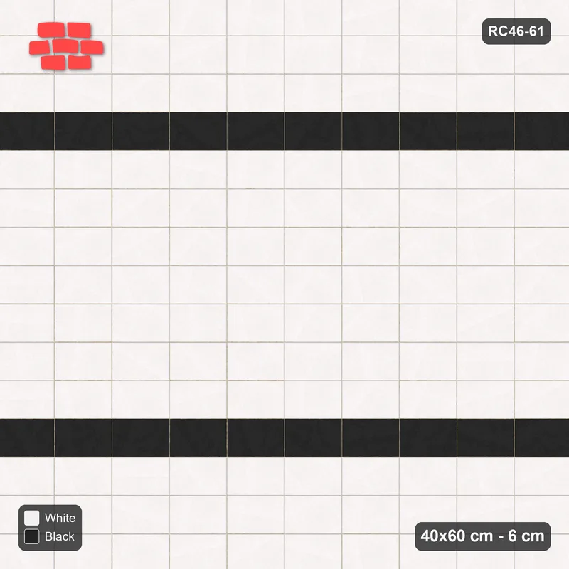 Interlock (Pasco) 40x60 cm · RC46-61 · Stack Bond, Twin Feature Courses · Top view Interlock (Pasco) 40x60 cm · RC46-61 · Stack Bond, Twin Feature Courses · Top view