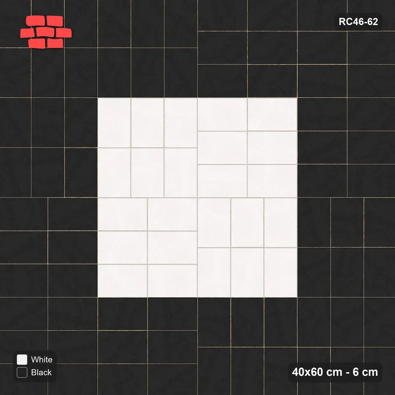 Interlock (Pasco) 40x60 cm · RC46-62 · Double Basketweave, Accent Edge Course · Top view Interlock (Pasco) 40x60 cm · RC46-62 · Double Basketweave, Accent Edge Course · Top view