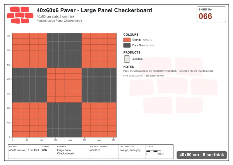 Interlock (Pasco) 40x60 cm · RC46-66 · Large Panel Checkerboard · Laying plan Interlock (Pasco) 40x60 cm · RC46-66 · Large Panel Checkerboard · Laying plan