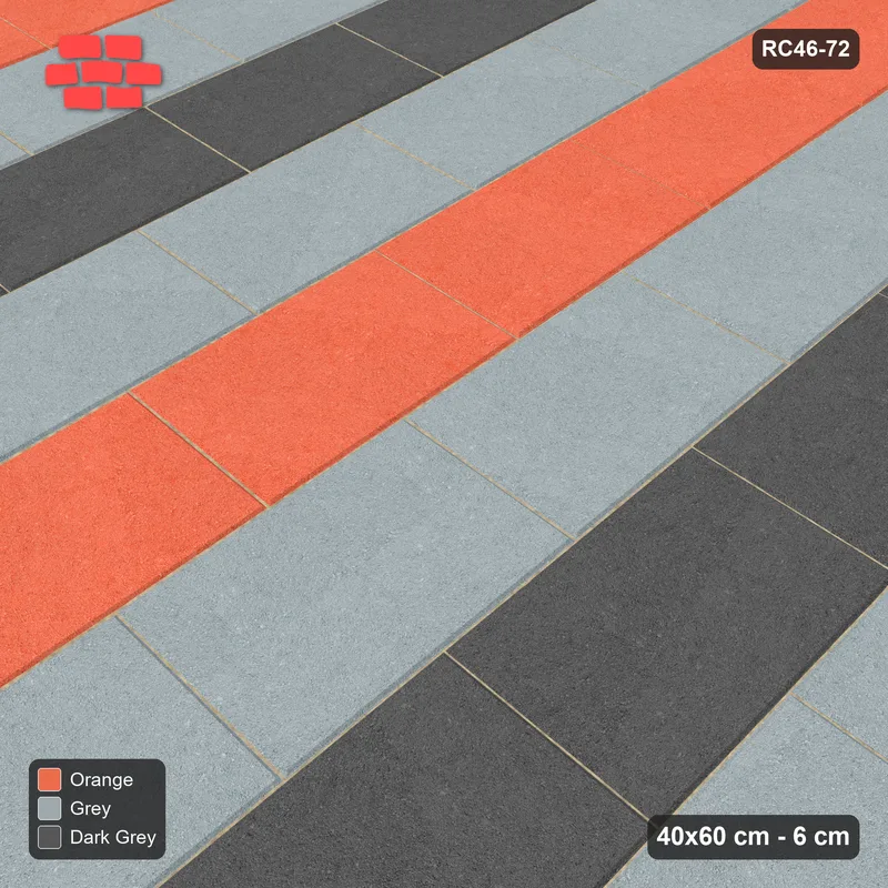 Interlock (Pasco) 40x60 cm · RC46-72 · Vertical Running Bond 1/2, Three-Tone Courses · Side view Interlock (Pasco) 40x60 cm · RC46-72 · Vertical Running Bond 1/2, Three-Tone Courses · Side view