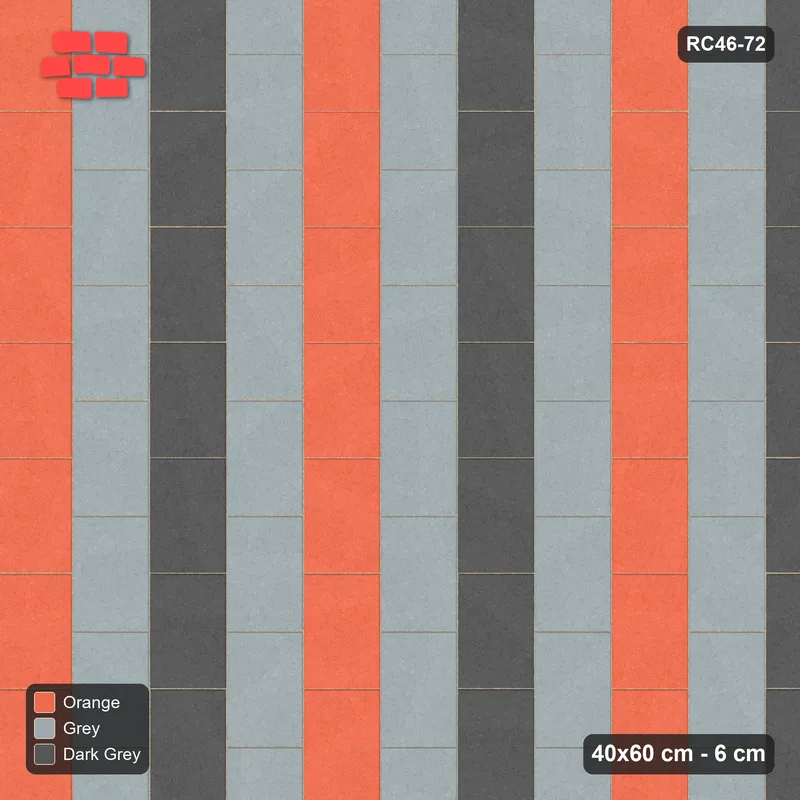 Interlock (Pasco) 40x60 cm · RC46-72 · Vertical Running Bond 1/2, Three-Tone Courses · Top view Interlock (Pasco) 40x60 cm · RC46-72 · Vertical Running Bond 1/2, Three-Tone Courses · Top view