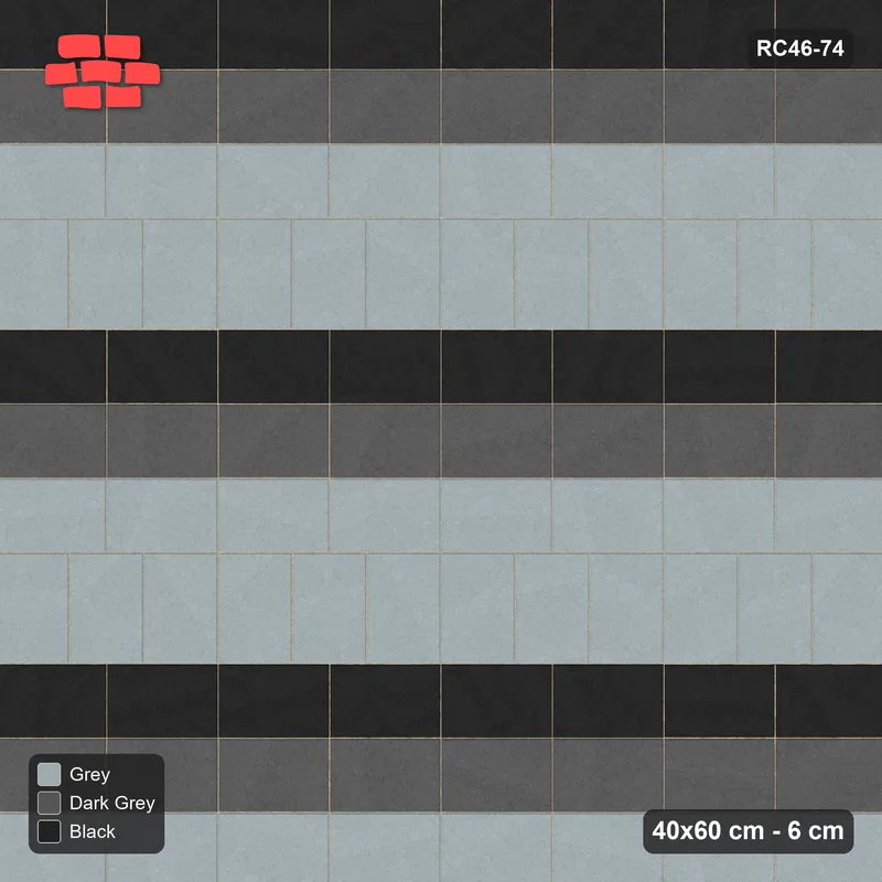 Interlock (Pasco) 40x60 cm · RC46-74 · Graded Stretcher Courses with Soldier Line · Top view Interlock (Pasco) 40x60 cm · RC46-74 · Graded Stretcher Courses with Soldier Line · Top view