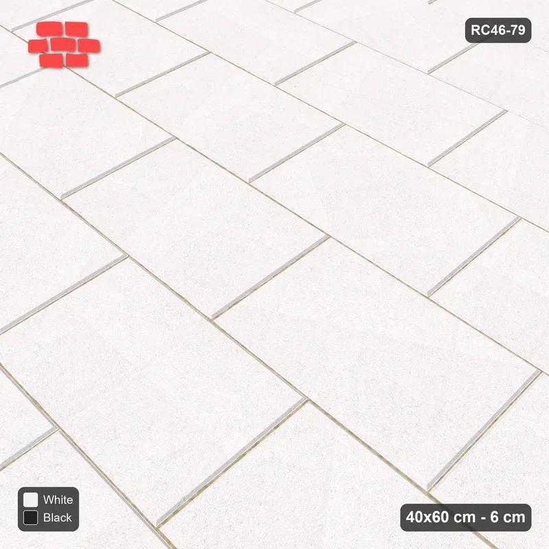 Interlock (Pasco) 40x60 cm · RC46-79 · Running Bond 1/2, Single Tone in 40B Kerb Frame · Side view Interlock (Pasco) 40x60 cm · RC46-79 · Running Bond 1/2, Single Tone in 40B Kerb Frame · Side view