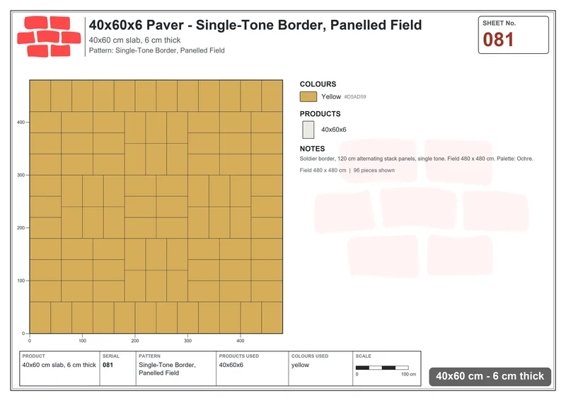 Interlock (Pasco) 40x60 cm · RC46-81 · Single-Tone Border, Panelled Field · Laying plan Interlock (Pasco) 40x60 cm · RC46-81 · Single-Tone Border, Panelled Field · Laying plan