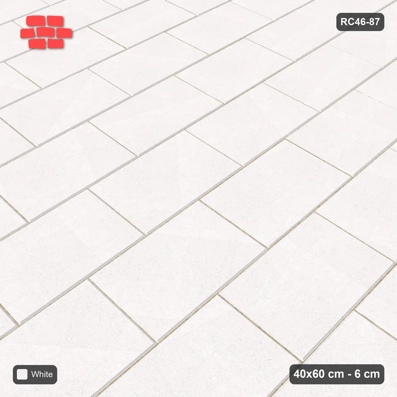 Interlock (Pasco) 40x60 cm · RC46-87 · Vertical Running Bond 1/2, Single Tone · Side view Interlock (Pasco) 40x60 cm · RC46-87 · Vertical Running Bond 1/2, Single Tone · Side view