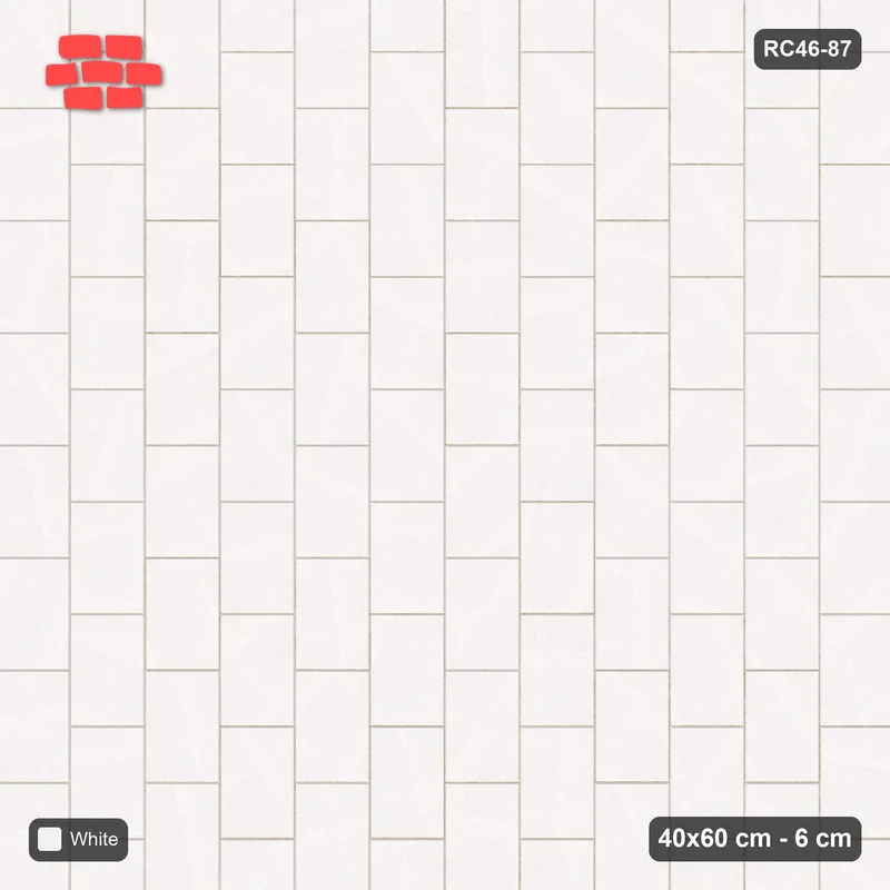Interlock (Pasco) 40x60 cm · RC46-87 · Vertical Running Bond 1/2, Single Tone · Top view Interlock (Pasco) 40x60 cm · RC46-87 · Vertical Running Bond 1/2, Single Tone · Top view