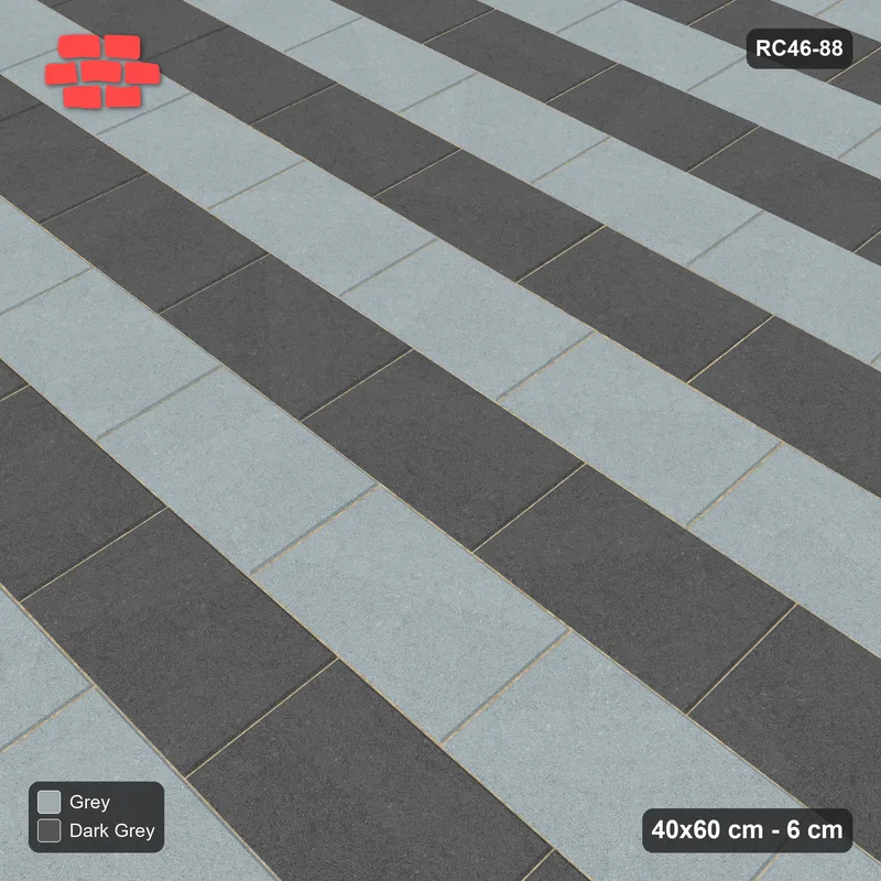Interlock (Pasco) 40x60 cm · RC46-88 · Running Bond 1/2, Alternating Courses · Side view Interlock (Pasco) 40x60 cm · RC46-88 · Running Bond 1/2, Alternating Courses · Side view