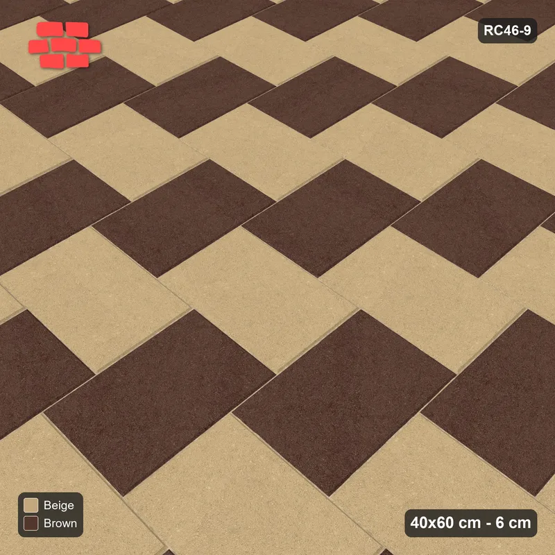 Interlock (Pasco) 40x60 cm · RC46-9 · Herringbone 90 two-tone · Side view Interlock (Pasco) 40x60 cm · RC46-9 · Herringbone 90 two-tone · Side view