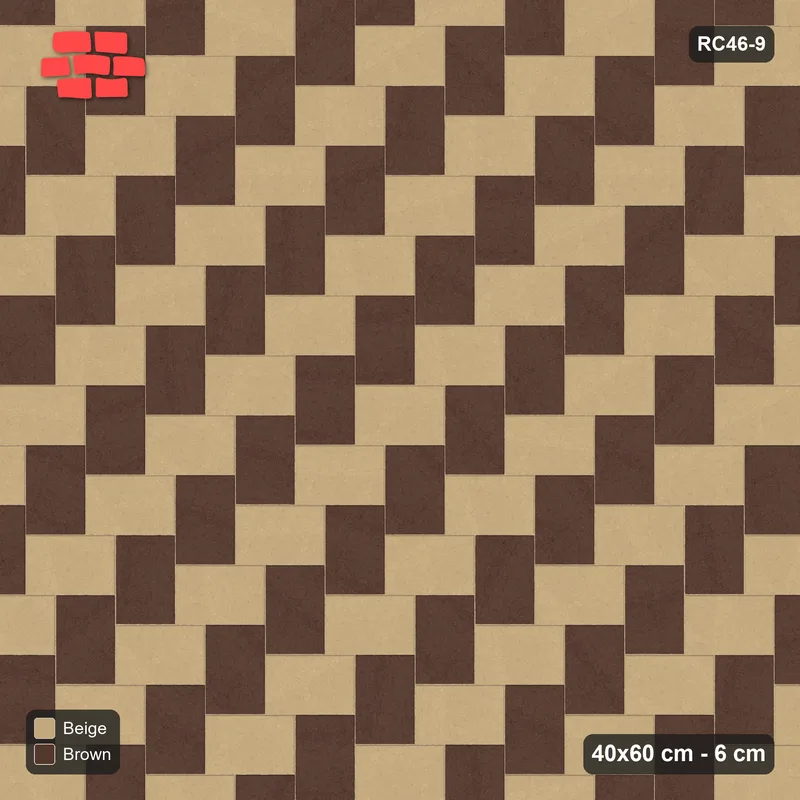 Interlock (Pasco) 40x60 cm · RC46-9 · Herringbone 90 two-tone · Top view Interlock (Pasco) 40x60 cm · RC46-9 · Herringbone 90 two-tone · Top view