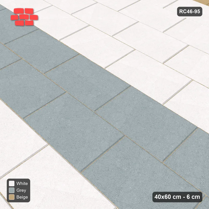 Interlock (Pasco) 40x60 cm · RC46-95 · Running Bond 1/2, Feature Band and Edge · Side view Interlock (Pasco) 40x60 cm · RC46-95 · Running Bond 1/2, Feature Band and Edge · Side view
