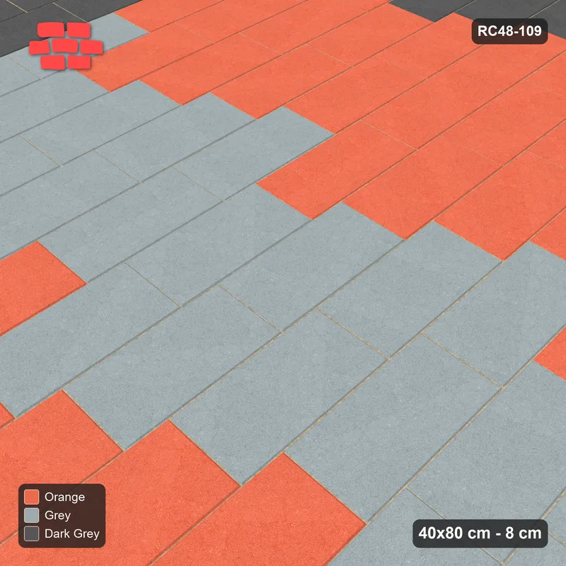 Interlock (Pasco) 40x80 cm · RC48-109 · Vertical Running Bond 1/4, feature band with edge course · Side view Interlock (Pasco) 40x80 cm · RC48-109 · Vertical Running Bond 1/4, feature band with edge course · Side view