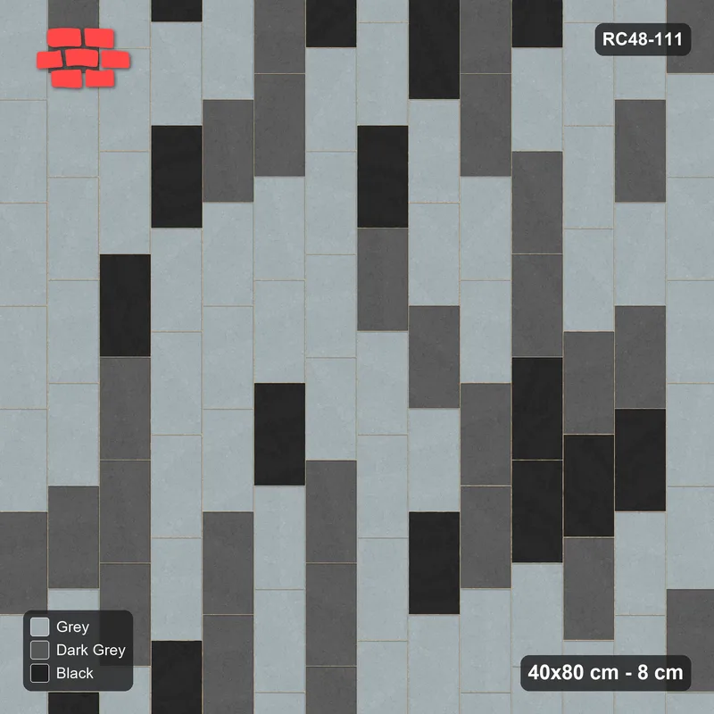 Interlock (Pasco) 40x80 cm · RC48-111 · Vertical Running Bond 1/4, soft blend · Top view Interlock (Pasco) 40x80 cm · RC48-111 · Vertical Running Bond 1/4, soft blend · Top view