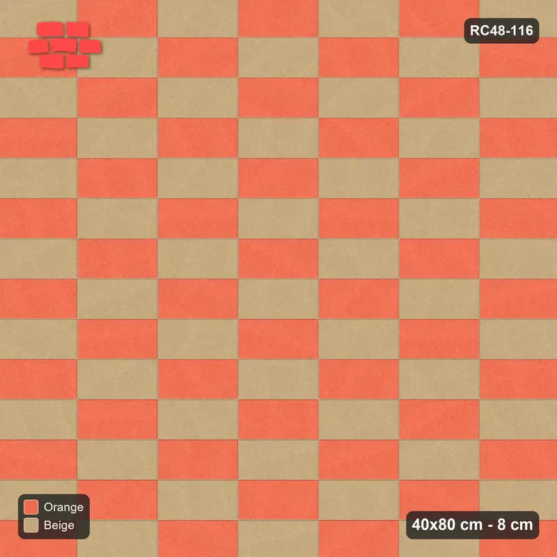 Interlock (Pasco) 40x80 cm · RC48-116 · Stack Bond, checker · Top view Interlock (Pasco) 40x80 cm · RC48-116 · Stack Bond, checker · Top view