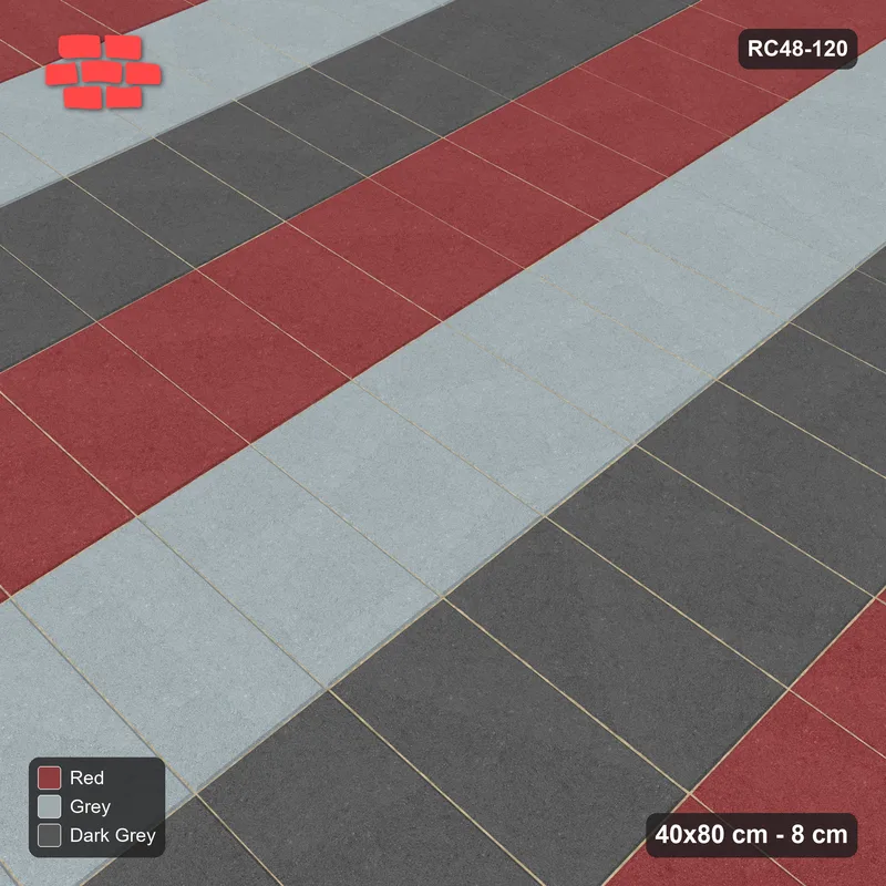 Interlock (Pasco) 40x80 cm · RC48-120 · Stack Bond, three-tone columns · Side view Interlock (Pasco) 40x80 cm · RC48-120 · Stack Bond, three-tone columns · Side view