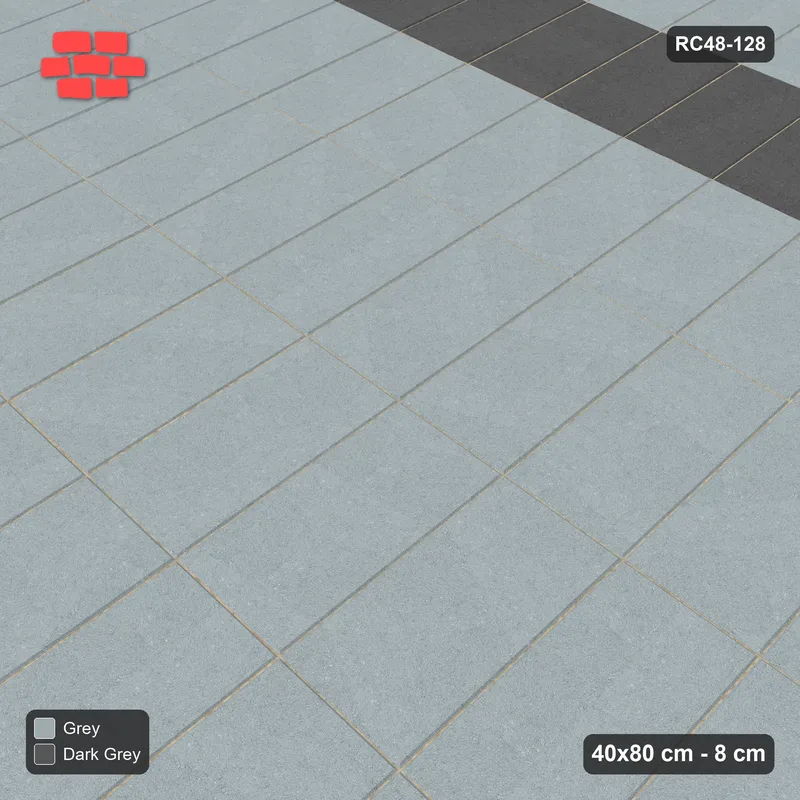 Interlock (Pasco) 40x80 cm · RC48-128 · Vertical Stack Bond, every 6th course accent · Side view Interlock (Pasco) 40x80 cm · RC48-128 · Vertical Stack Bond, every 6th course accent · Side view