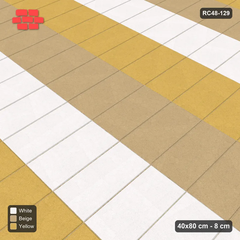 Interlock (Pasco) 40x80 cm · RC48-129 · Vertical Stack Bond, three-tone courses · Side view Interlock (Pasco) 40x80 cm · RC48-129 · Vertical Stack Bond, three-tone courses · Side view