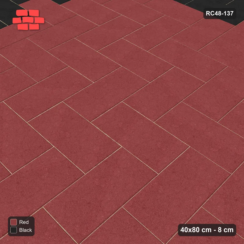 Interlock (Pasco) 40x80 cm · RC48-137 · Herringbone 90, accent edge course · Side view Interlock (Pasco) 40x80 cm · RC48-137 · Herringbone 90, accent edge course · Side view