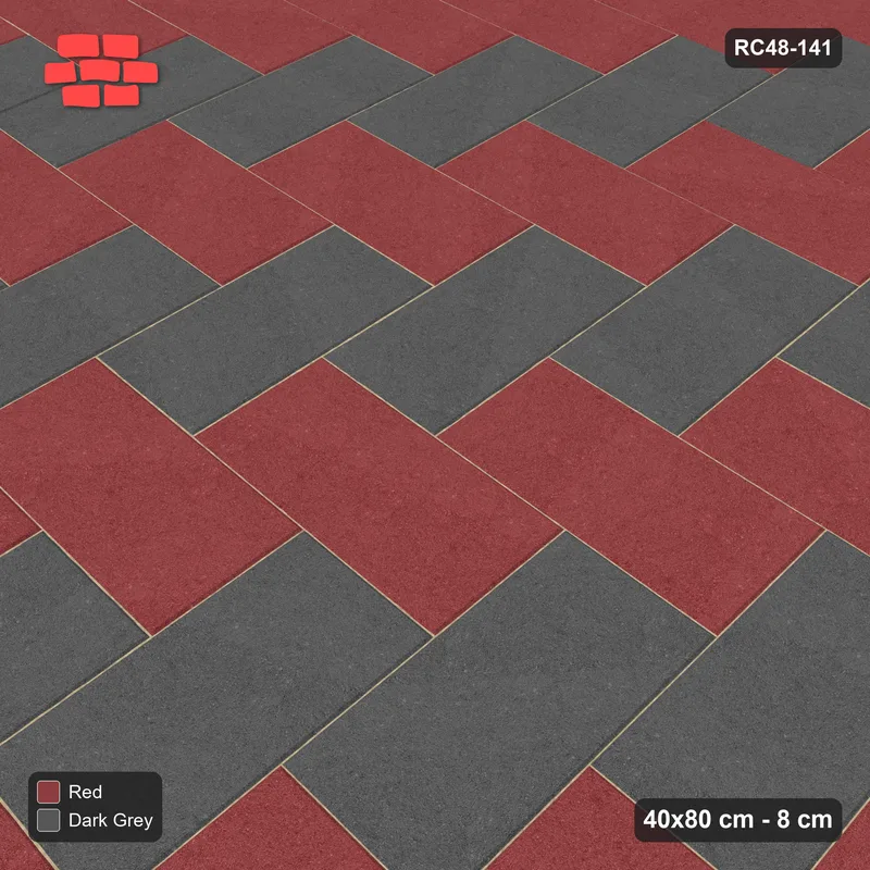 Interlock (Pasco) 40x80 cm · RC48-141 · Herringbone 90, two-tone legs · Side view Interlock (Pasco) 40x80 cm · RC48-141 · Herringbone 90, two-tone legs · Side view