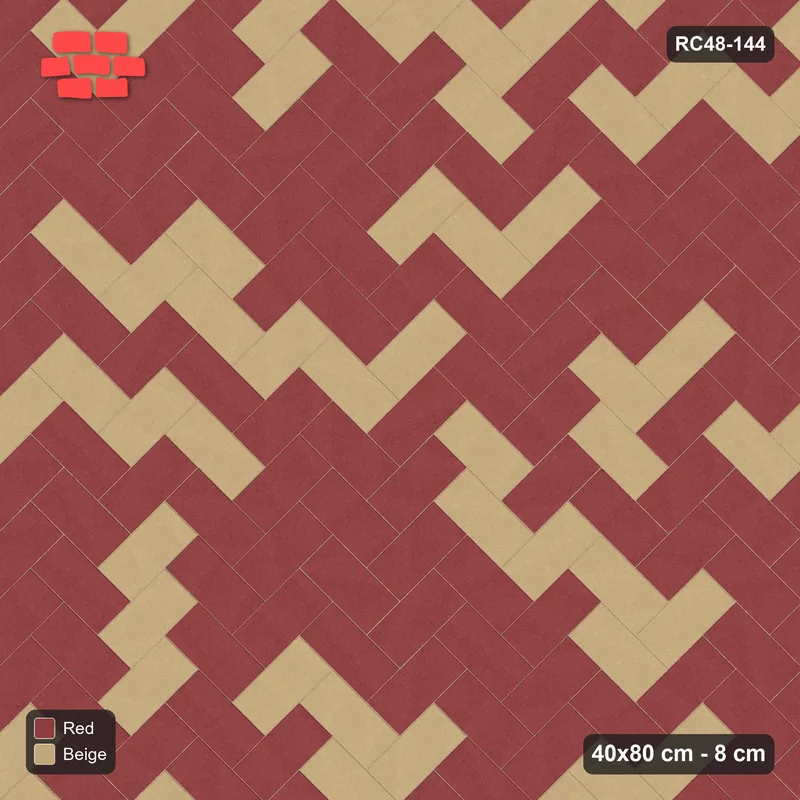 Interlock (Pasco) 40x80 cm · RC48-144 · Herringbone 45, soft blend · Top view Interlock (Pasco) 40x80 cm · RC48-144 · Herringbone 45, soft blend · Top view