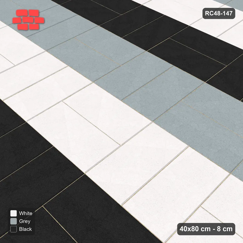 Interlock (Pasco) 40x80 cm · RC48-147 · Basketweave, three-tone courses · Side view Interlock (Pasco) 40x80 cm · RC48-147 · Basketweave, three-tone courses · Side view