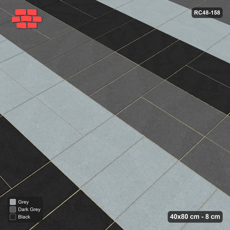 Interlock (Pasco) 40x80 cm · RC48-158 · Double Basketweave, three-tone courses · Side view Interlock (Pasco) 40x80 cm · RC48-158 · Double Basketweave, three-tone courses · Side view
