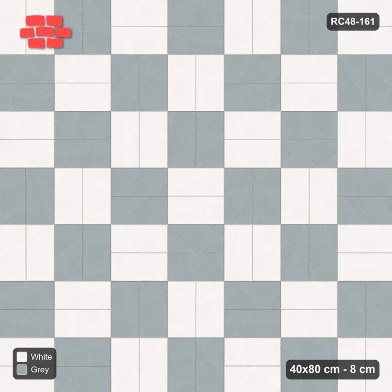 Interlock (Pasco) 40x80 cm · RC48-161 · Double Basketweave, checker · Top view Interlock (Pasco) 40x80 cm · RC48-161 · Double Basketweave, checker · Top view