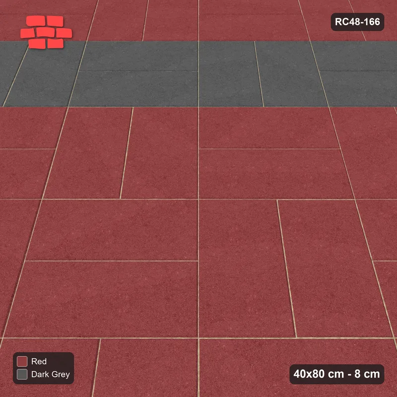 Interlock (Pasco) 40x80 cm · RC48-166 · Diagonal Parquet, every 4th course accent · Side view Interlock (Pasco) 40x80 cm · RC48-166 · Diagonal Parquet, every 4th course accent · Side view