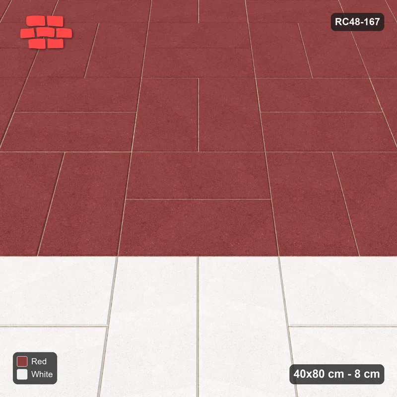 Interlock (Pasco) 40x80 cm · RC48-167 · Diagonal Parquet, every 6th course accent · Side view Interlock (Pasco) 40x80 cm · RC48-167 · Diagonal Parquet, every 6th course accent · Side view
