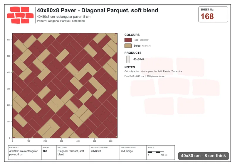 Interlock (Pasco) 40x80 cm · RC48-168 · Diagonal Parquet, soft blend · Laying plan Interlock (Pasco) 40x80 cm · RC48-168 · Diagonal Parquet, soft blend · Laying plan