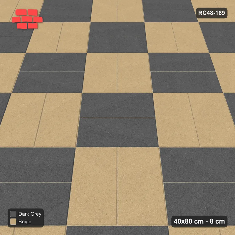 Interlock (Pasco) 40x80 cm · RC48-169 · Diagonal Parquet, checker · Side view Interlock (Pasco) 40x80 cm · RC48-169 · Diagonal Parquet, checker · Side view