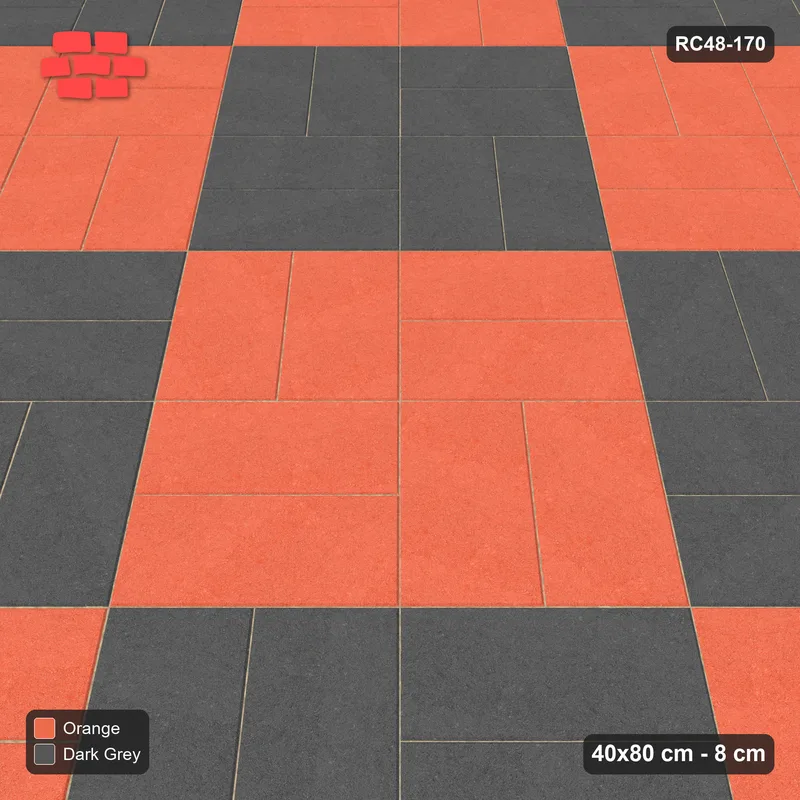 Interlock (Pasco) 40x80 cm · RC48-170 · Diagonal Parquet, two-unit checker · Side view Interlock (Pasco) 40x80 cm · RC48-170 · Diagonal Parquet, two-unit checker · Side view