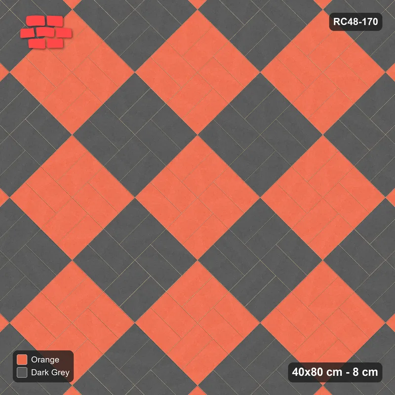Interlock (Pasco) 40x80 cm · RC48-170 · Diagonal Parquet, two-unit checker · Top view Interlock (Pasco) 40x80 cm · RC48-170 · Diagonal Parquet, two-unit checker · Top view