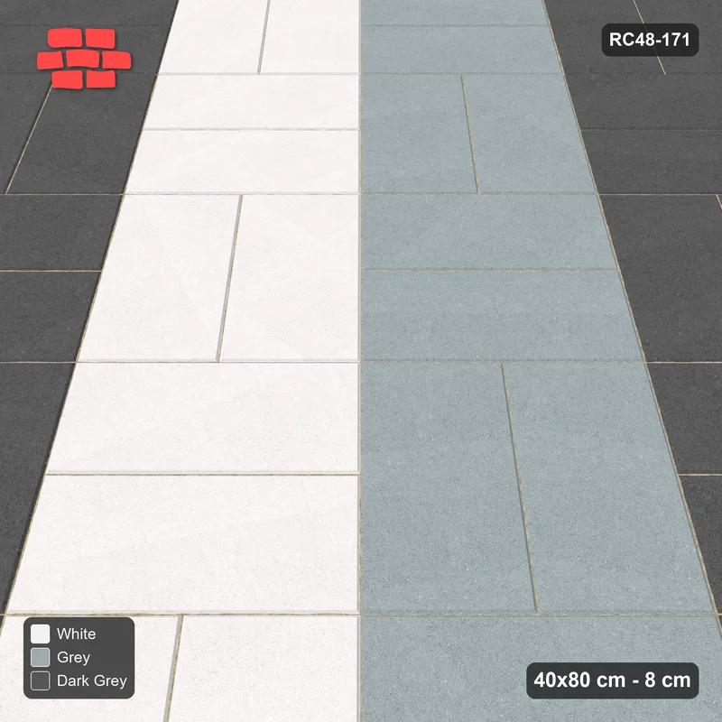 Interlock (Pasco) 40x80 cm · RC48-171 · Diagonal Parquet, three-tone columns · Side view Interlock (Pasco) 40x80 cm · RC48-171 · Diagonal Parquet, three-tone columns · Side view