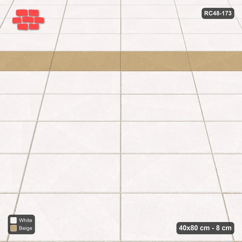 Interlock (Pasco) 40x80 cm · RC48-173 · Diagonal Stack Bond, every 6th course accent · Side view Interlock (Pasco) 40x80 cm · RC48-173 · Diagonal Stack Bond, every 6th course accent · Side view