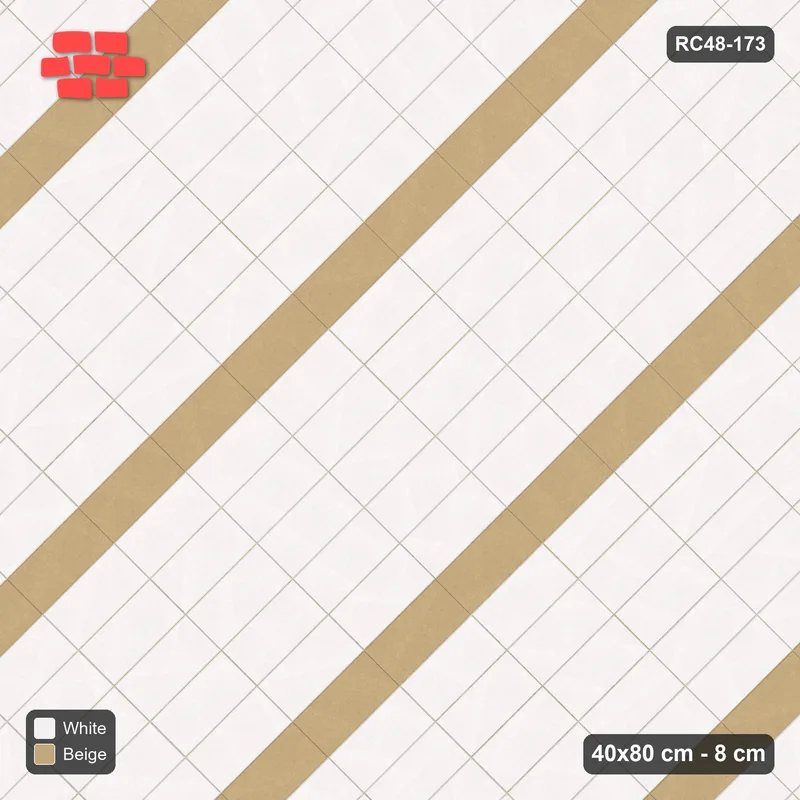 Interlock (Pasco) 40x80 cm · RC48-173 · Diagonal Stack Bond, every 6th course accent · Top view Interlock (Pasco) 40x80 cm · RC48-173 · Diagonal Stack Bond, every 6th course accent · Top view