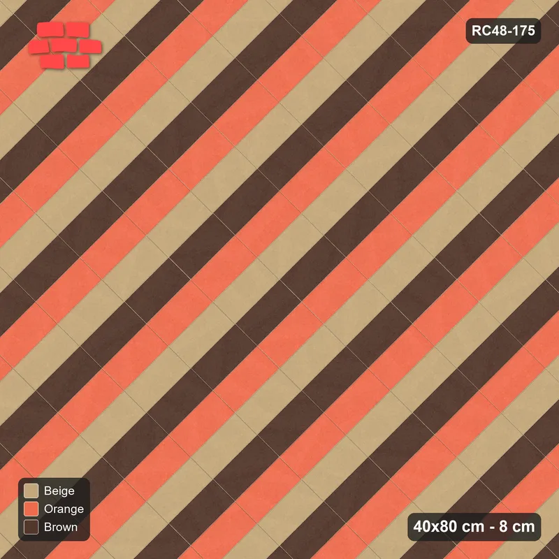 Interlock (Pasco) 40x80 cm · RC48-175 · Diagonal Stack Bond, three-tone courses · Top view Interlock (Pasco) 40x80 cm · RC48-175 · Diagonal Stack Bond, three-tone courses · Top view